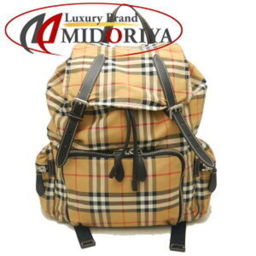 Burberry Backpack Check Nylon Leather Beige
